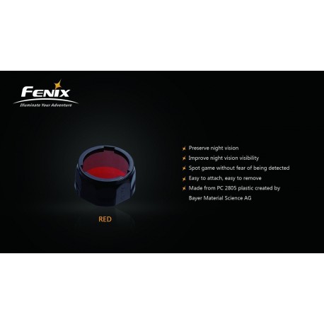 Filtro Rojo Para Linternas Led Fénix Uc35, Rc11, Pd35, Pd12 Y Uc40 Ref. AOF-SR