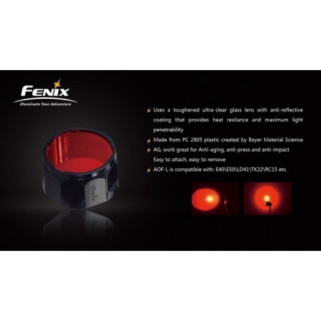 Filtro rojo Para Linternas Led Fénix FD41, RC20 y LD41 REF.AOF-LR