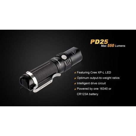 Linterna Fénix PD25 550 lúmenes (1 x CR123 / 1 X 16340)