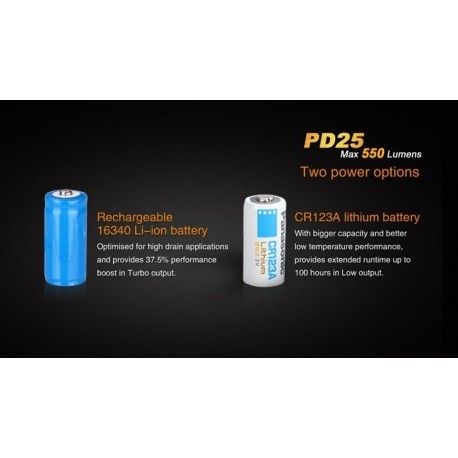Linterna Fénix PD25 550 lúmenes (1 x CR123 / 1 X 16340)