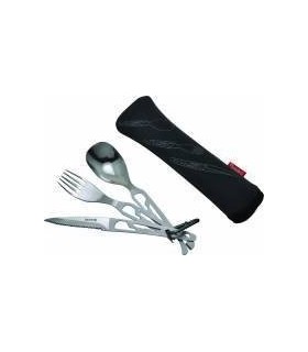 Cuchara, cuchillo, tenedor, abridor latas y abridor botellas