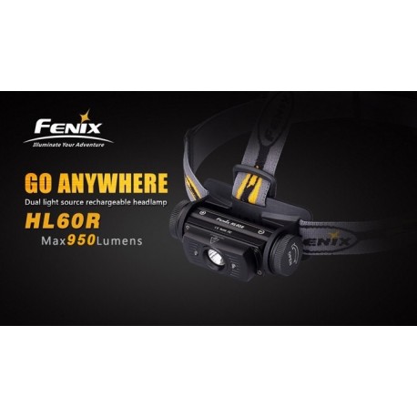 Frontal Led Fénix HL60R 950 Lúmenes (micro usb recargable-incluye batería 18650)