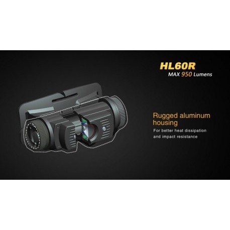 Frontal Led Fénix HL60R 950 Lúmenes (micro usb recargable-incluye batería 18650)