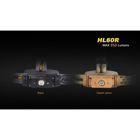 Frontal Led Fénix HL60R 950 Lúmenes (micro usb recargable-incluye batería 18650)