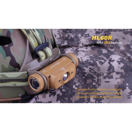 Frontal Led Fénix HL60R 950 Lúmenes (micro usb recargable-incluye batería 18650)