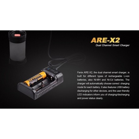 Cargador Fenix ARE-X2 para 18650, 26650, 16340, 14500, 10440