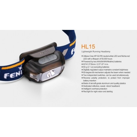 Frontal Fénix HL15 200 lúmenes (2 X AAA)