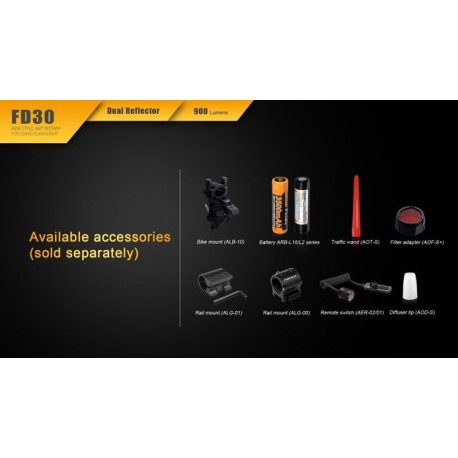 Linterna Led Fénix enfocable FD30 900 Lúmenes y 6 Modos Regalamos batería ARB-L18-2600U (18650 recargable con micro USB)