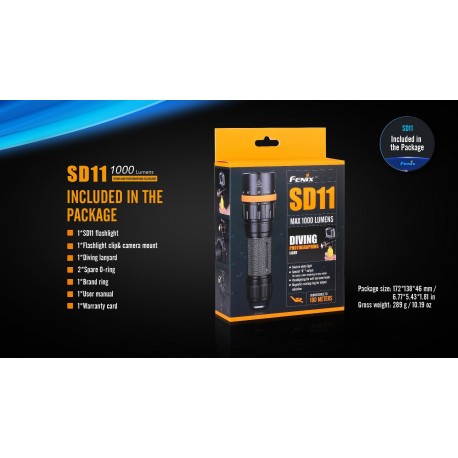 PackSD11: Linterna Fénix SD11+Batería ARB-L18-2600+Cargador ARE-X1+