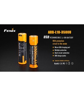 Batería Fénix 18650 3500 mAh recargable por Micro USB