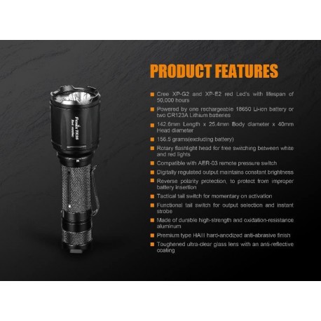 Linterna Fénix TK25Red ROJA 1000 lúmenes Color blanco y rojo