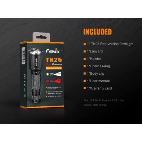 Linterna Fénix TK25Red ROJA 1000 lúmenes Color blanco y rojo