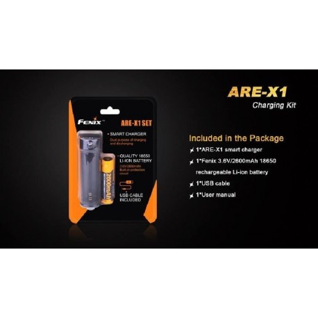 Cargador Fénix ARE-X1 y una batería 18650 de 2600 mAh incluida