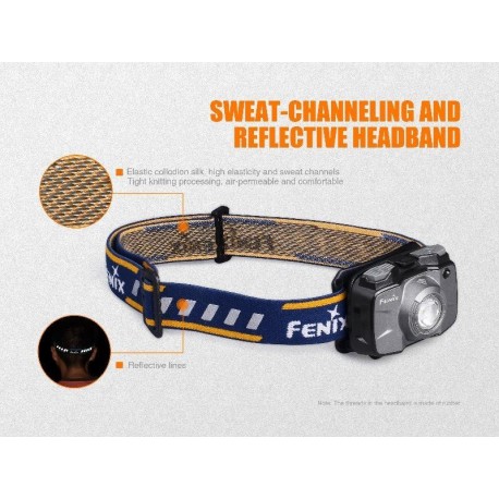 Frontal Fénix HL30 Gris 300 Lúmenes (2XAA)