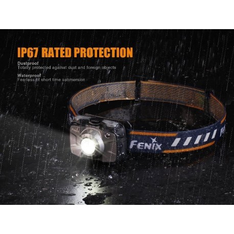 Frontal Fénix HL30 Gris 300 Lúmenes (2XAA)