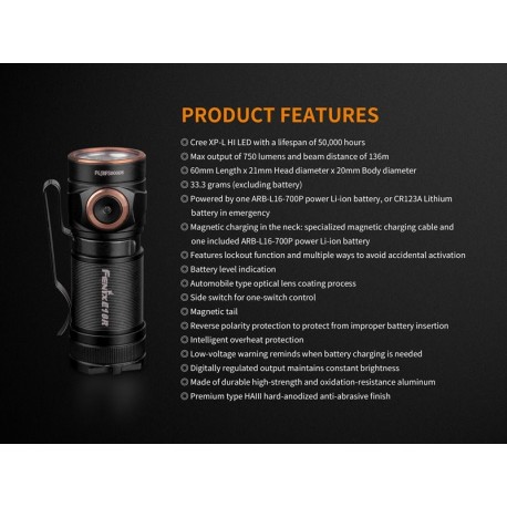 Linterna Fenix E18R 750 lúmenes
