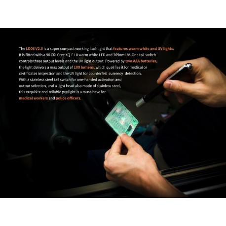 Linterna tipo bolígrafo LD05V2 blanco/ultravioleta 100 lúmens