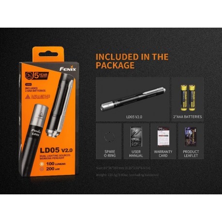 Linterna tipo bolígrafo LD05V2 blanco/ultravioleta 100 lúmens