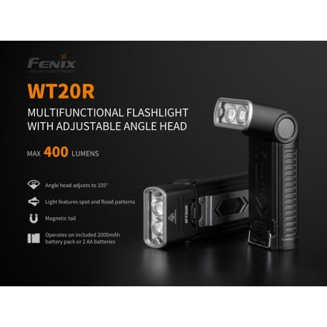 Linterna Fenix WT20R 400 lúmens. Incluye batería ARB-LP-2000U