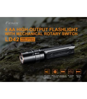 Linterna Fénix LD42 1000 lumenes (4 pila AA incluidas)