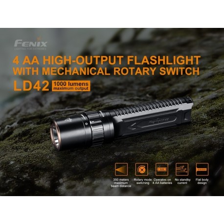 Linterna Fénix LD42 1000 lumenes (4 pila AA incluidas)