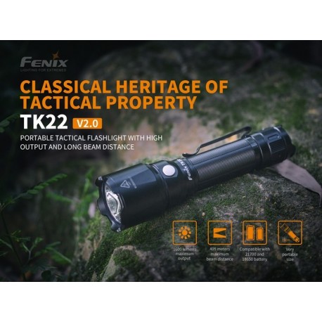 Linterna Fénix TK22 V2.0 1600 Lúmenes y 405 mts (no incluye batería)