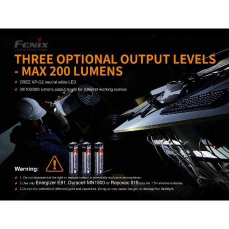 Linterna Led Fénix WF11E Intrínsecamente segura con 200 lúmenes