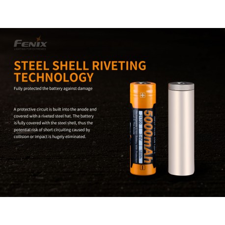 ARB-L21-5000U:  Batería Fenix 21700 de 5000 mAh y carga por micro USB