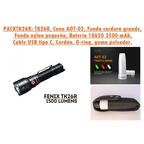 Linterna TK26R + Cono tráfico blanco AOT-02 + Funda de cordura