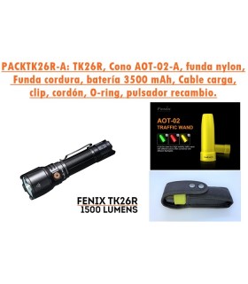 PACKTK26R: Linterna TK26R + Cono tráfico Amarillo AOT-02-A + Funda de cordura