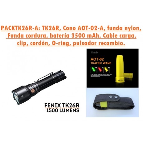 PACKTK26R: Linterna TK26R + Cono tráfico Amarillo AOT-02-A + Funda de cordura