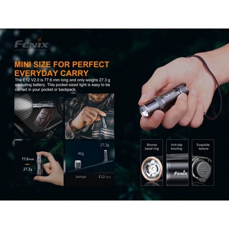 Linterna Fenix E12-V2.0  160 Lúmenes (1 pila AA incluida)