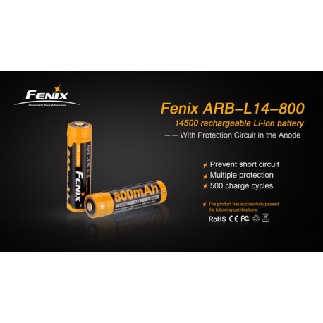 Pila 14500 Arb-L14-800 Recargable De Fenix 800 Mah