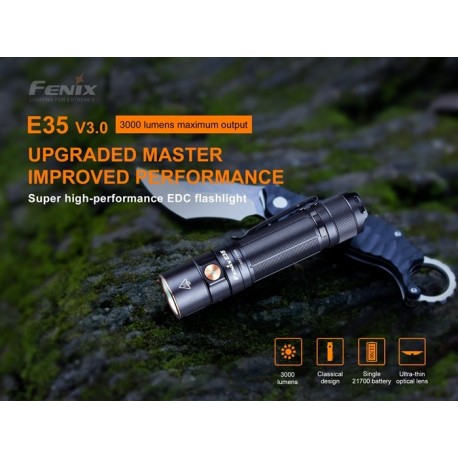 Fénix E35-V3.0 3000 Lúmenes (Incluye batería 21700 DE 5000 mAh recargable por micro USB-Tipo C)