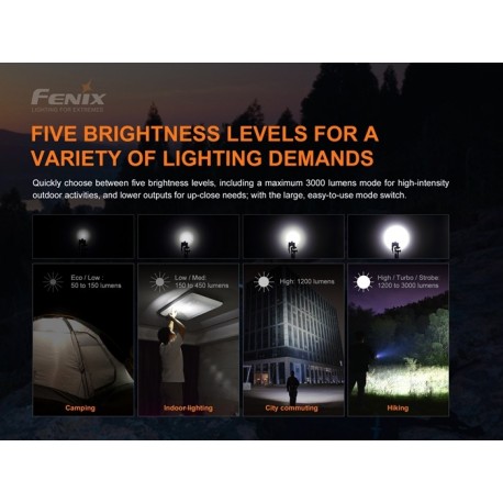 Fénix E35-V3.0 3000 Lúmenes (Incluye batería 21700 DE 5000 mAh recargable por micro USB-Tipo C)