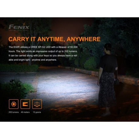 E02R MINI LLAVERO 200 LUMENES RECARGABLE BATERIA INCLUIDA (COLOR NEGRO)