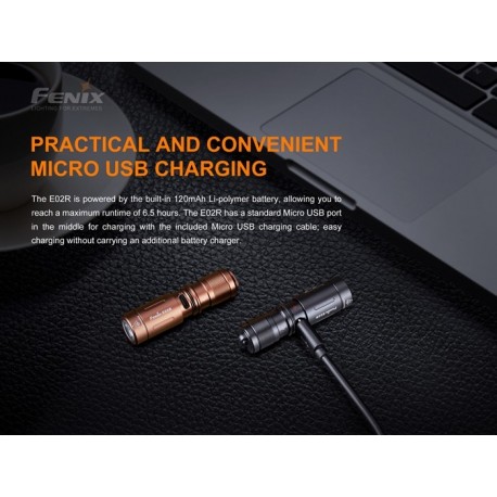 E02R MINI LLAVERO 200 LUMENES RECARGABLE BATERIA INCLUIDA (COLOR NEGRO)