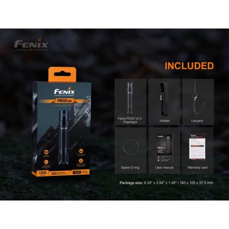 Fénix PD32 V2.0 de 1200 Lúmenes y 395 metros, 3 Modos y Estrobo