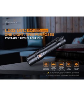 Linterna Fénix LD32 UVC con rayos ultravioleta para desinfección Covid y 1200 lúmenes con batería