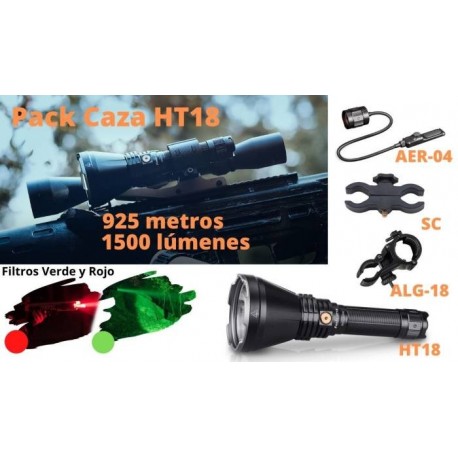 Pack para Caza incluye la Linterna HT18, pulsador remoto y soportes montaje  arma
