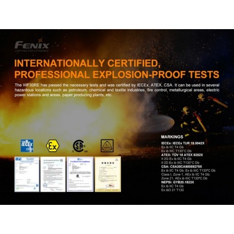 Linterna Led Fénix WF30RE Intrínsecamente segura con 280 lúmenes