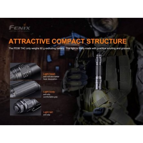Linterna Fénix PD36 TAC Táctica de 3000 lúmenes y estrobo